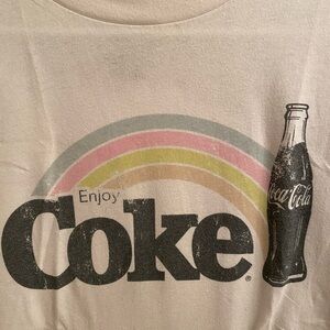 Classic Coca-Cola bottle tee featuring rainbow and Coke brand Medium.